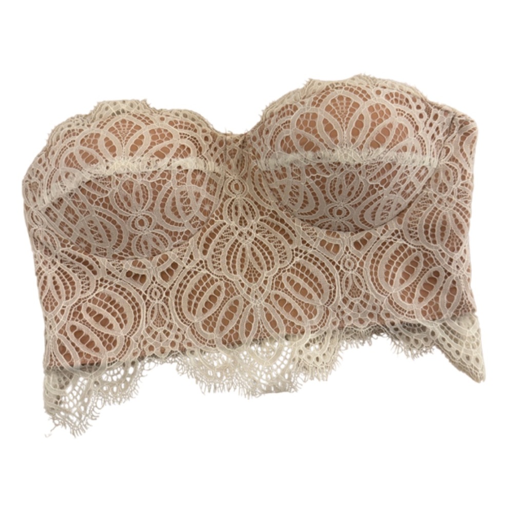 Nasty Gal Nude Illusion White Lace Bando top